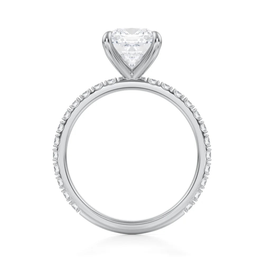 Cushion Solitaire with Pave Ring 4-Prong