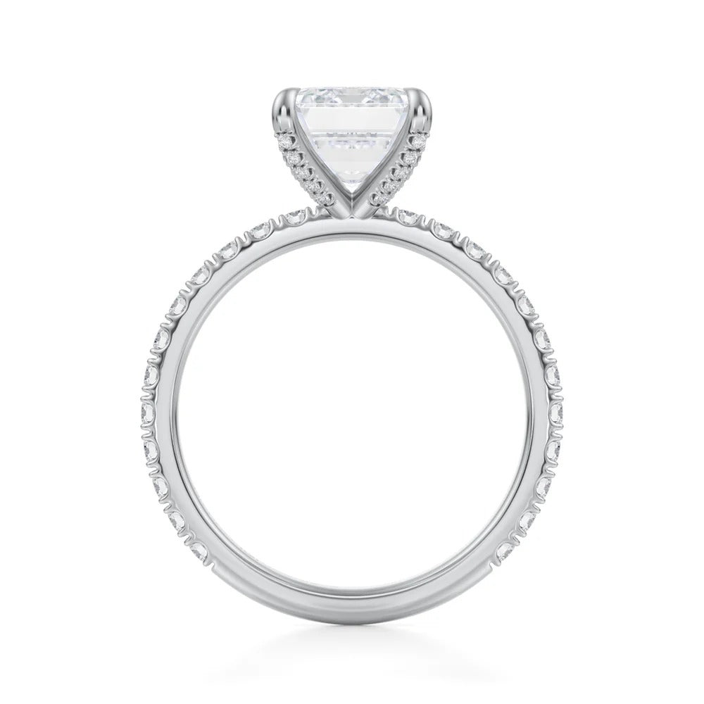 Emerald Solitaire with Pave Ring 4-Prong