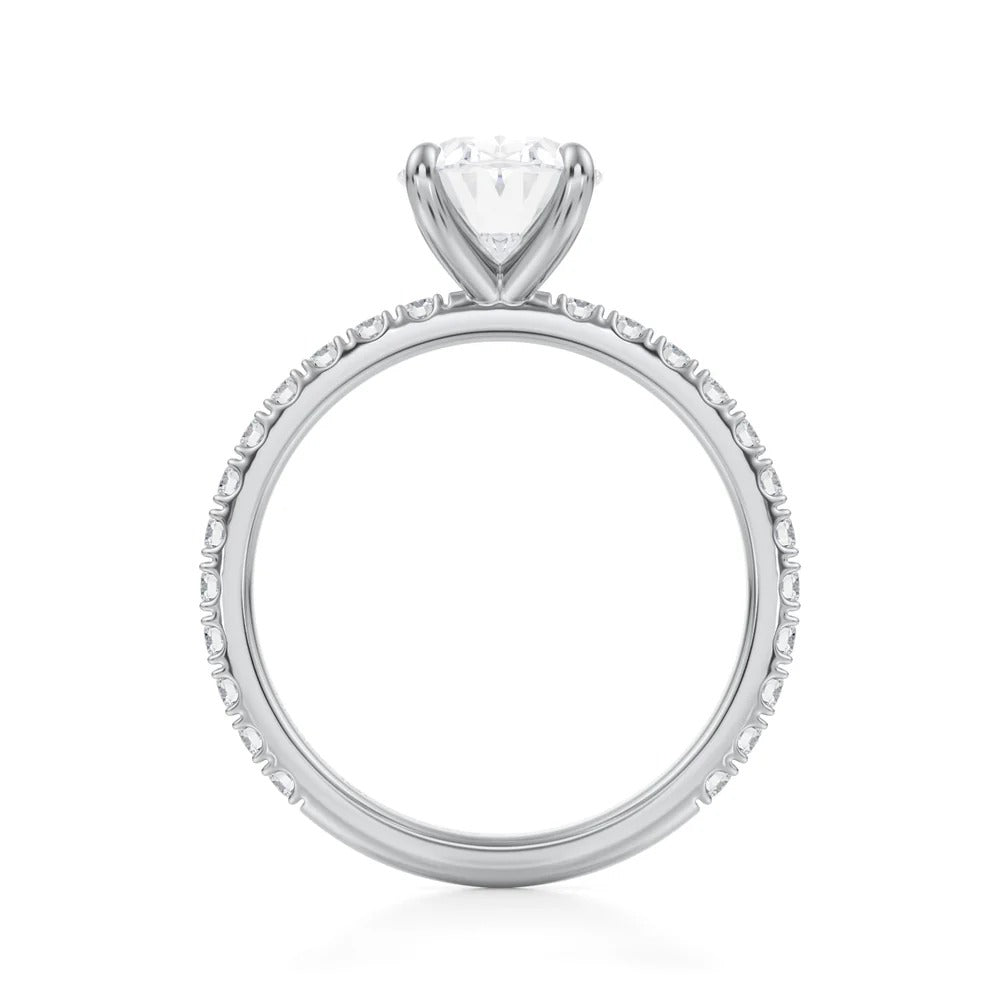 Oval Solitaire with Pave Ring 4-Prong