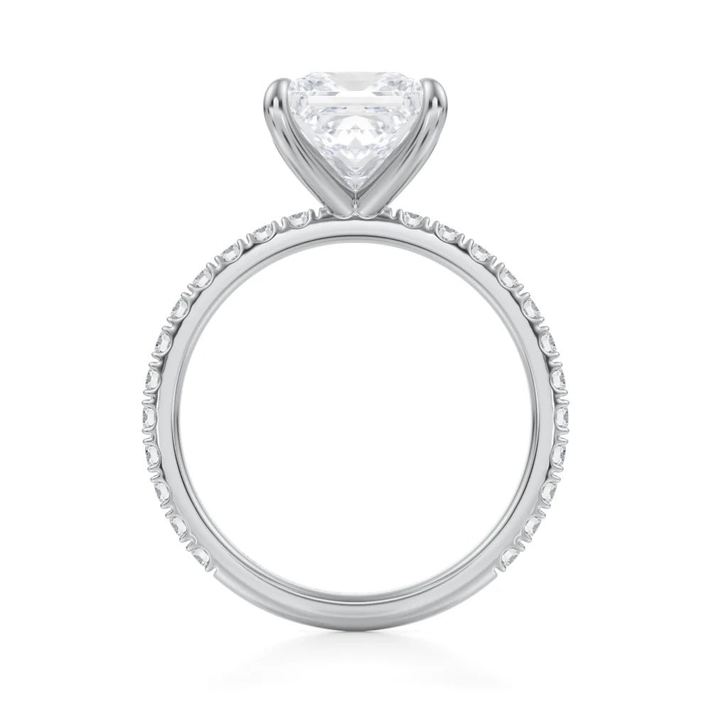 Princess Solitaire with Pave Ring 4-Prong