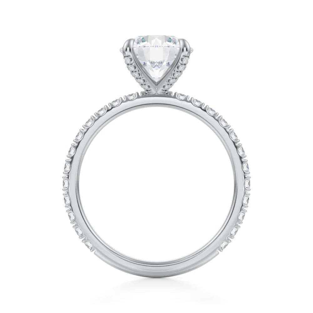Round Solitaire with Pave Ring 4-Prong