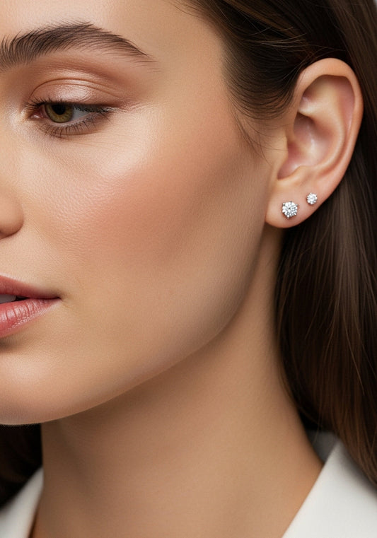 Three-Prong Diamond Stud Earrings