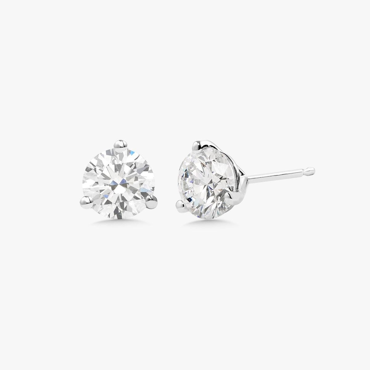 Three-Prong Diamond Stud Earrings
