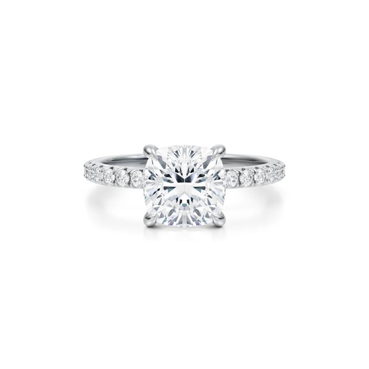 Cushion Solitaire with Pave Ring 4-Prong