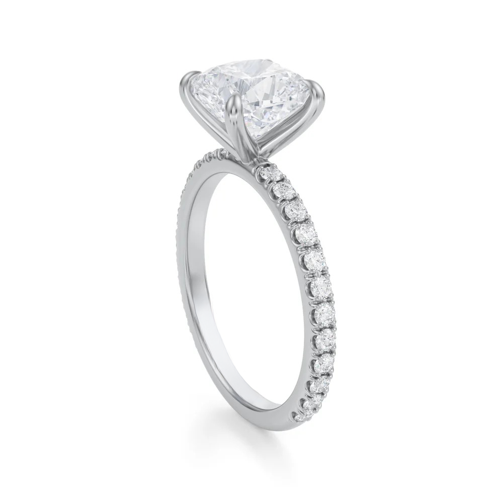 Cushion Solitaire with Pave Ring 4-Prong
