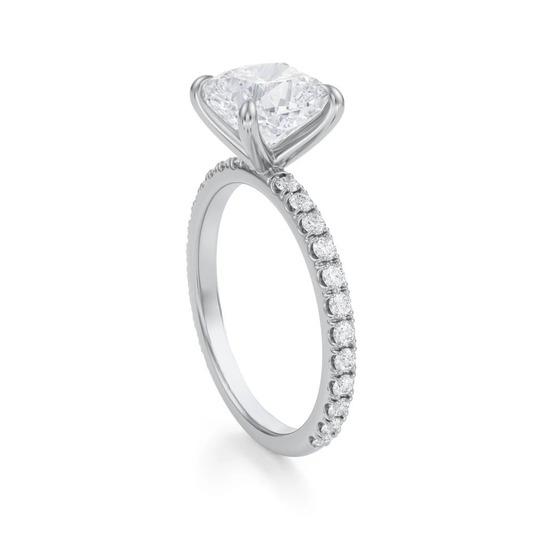 Cushion Solitaire with Pave Ring 4-Prong