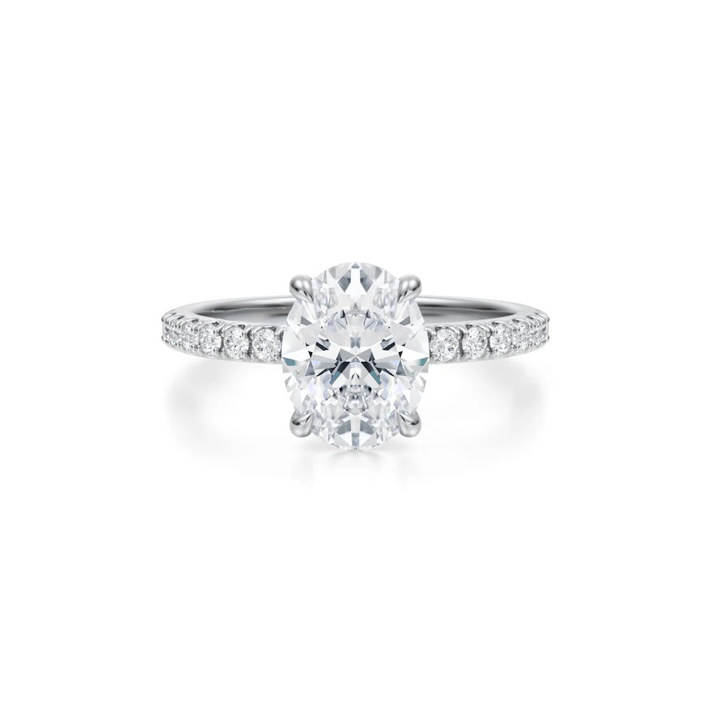 Oval Solitaire with Pave Ring 4-Prong
