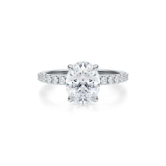 Oval Solitaire with Pave Ring 4-Prong