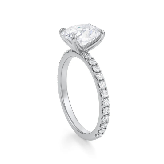 Oval Solitaire with Pave Ring 4-Prong