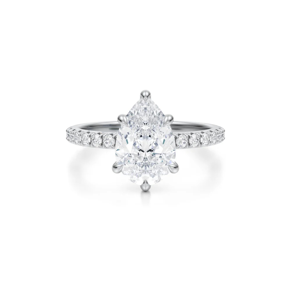 Pear Solitaire with Pave Ring 4-Prong
