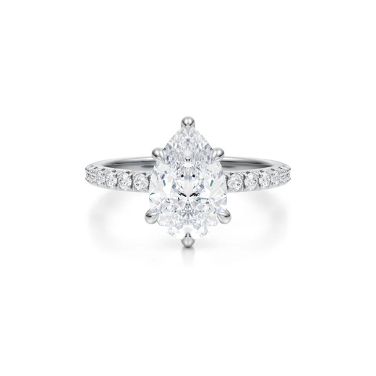 Pear Solitaire with Pave Ring 4-Prong
