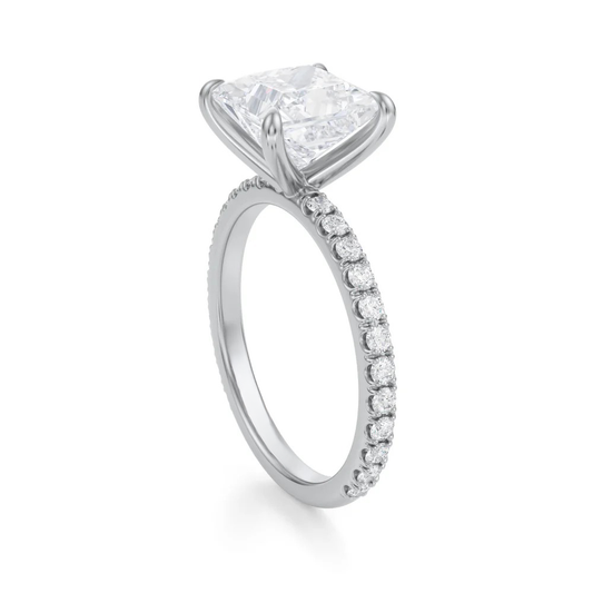 Princess Solitaire with Pave Ring 4-Prong