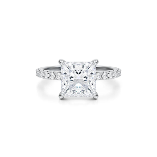 Princess Solitaire with Pave Ring 4-Prong