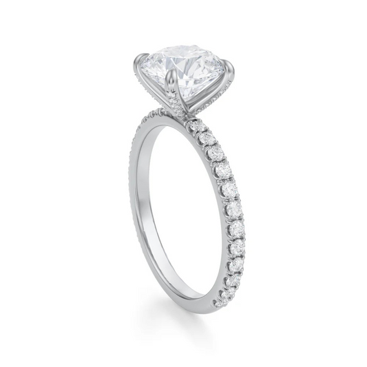 Round Solitaire with Pave Ring 4-Prong