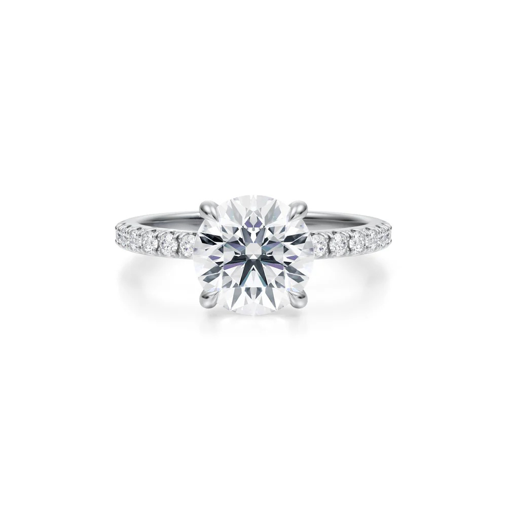 Round Solitaire with Pave Ring 4-Prong