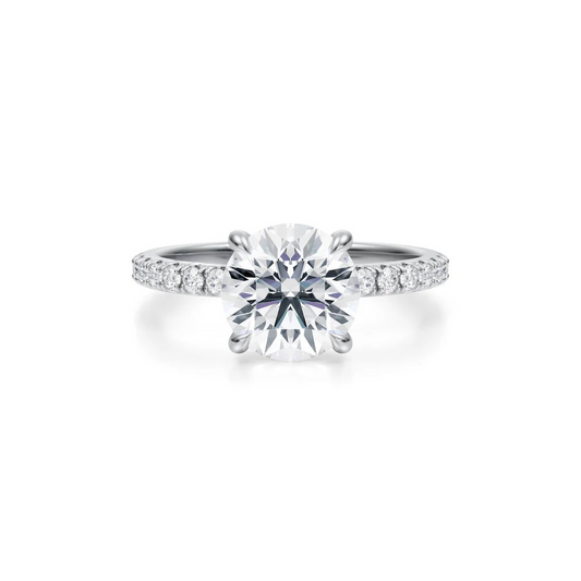 Round Solitaire with Pave Ring 4-Prong