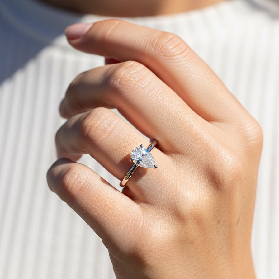 Pear Solitaire Ring 4-Prong
