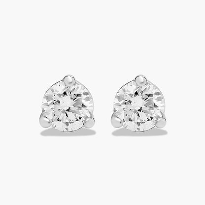 Three-Prong Diamond Stud Earrings