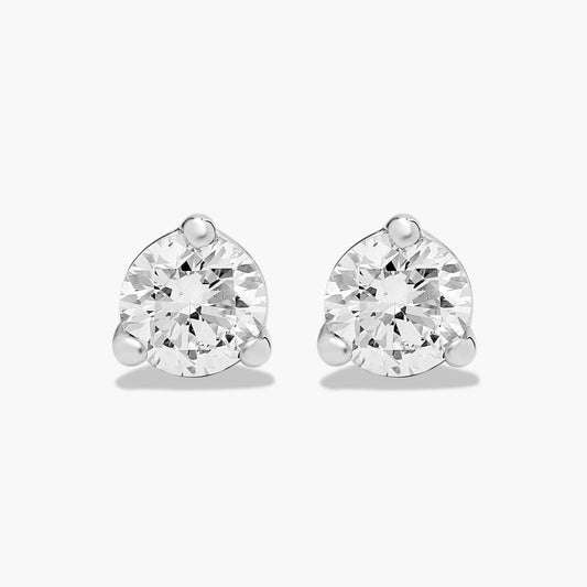 Three-Prong Diamond Stud Earrings